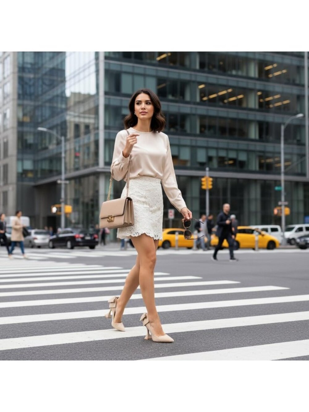 Women's Beige Bow(Suede) Flare Heels Pointed Closed Toe Chunky Pumps Party Shoes - Picture 6 of 6